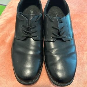 Hunters Bay Mens 10M Black Genuine Leather Cap Toe Oxfords Shoes.